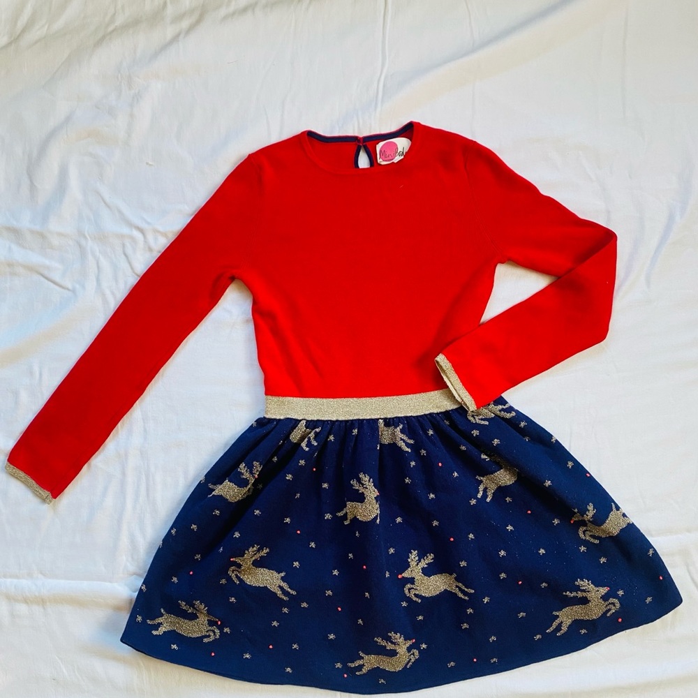 Mini Boden Reindeer dress, size 9-10